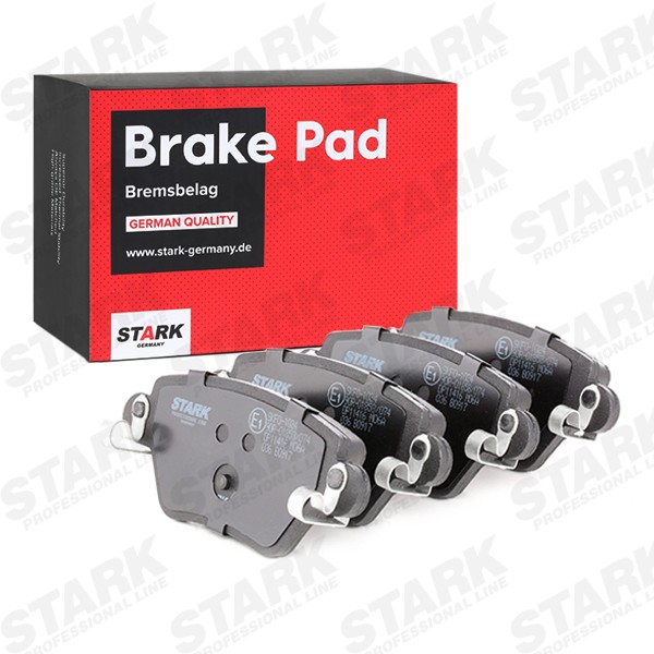 STARK SKFO-1024 Disc pads Rear Axle, Low-Metallic, with acoustic wear warning