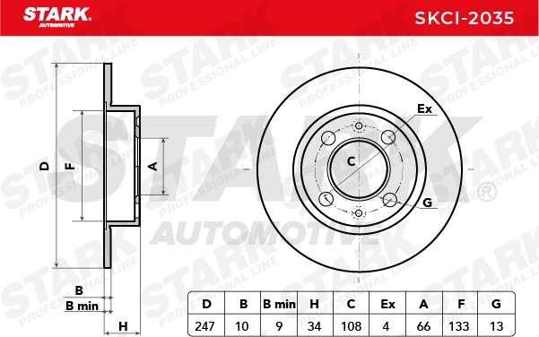 STARK SKCI-2035 Brake rotor 247x10mm, 4/6x108,0, solid