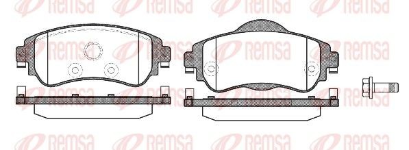 PCA146408 REMSA Front Axle, with adhesive film, with bolts/screws, with accessories, with spring Height 2: 61,2mm, Height: 53mm, Thickness: 18,5mm Brake pads 1464.08 buy