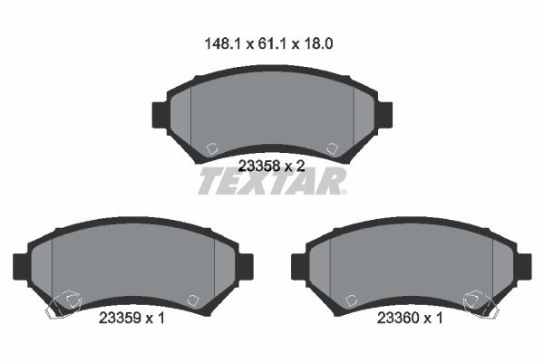 TEXTAR 2335801 Brake pad set with acoustic wear warning
