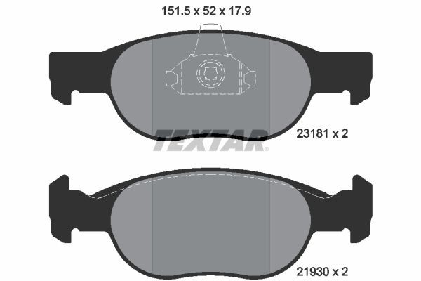 21930 TEXTAR not prepared for wear indicator Height: 52mm, Width: 151,3mm, Thickness: 17,9mm Brake pads 2318101 buy