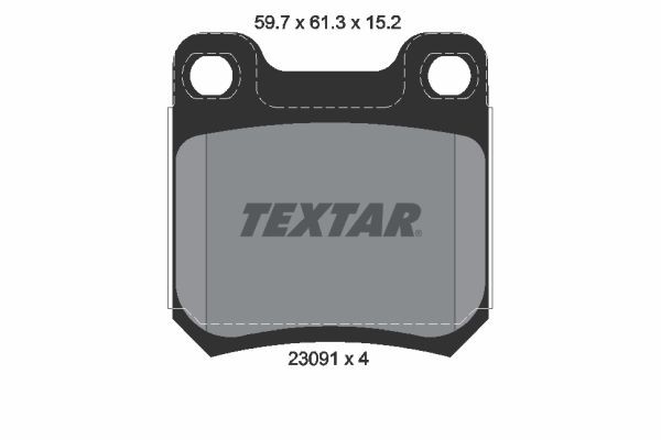 23091 TEXTAR not prepared for wear indicator Height: 61mm, Width: 61,3mm, Thickness: 15,2mm Brake pads 2309102 buy
