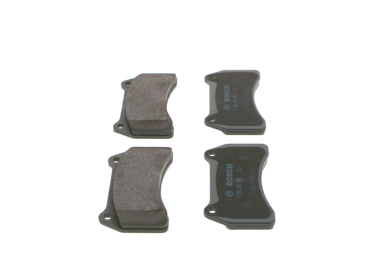 0986494448 Set of brake pads 7840-D938 BOSCH Low-Metallic, with anti-squeak plate, with mounting manual