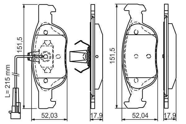 BOSCH 0 986 495 002 Brake pad set Low-Metallic, with integrated wear sensor, with mounting manual