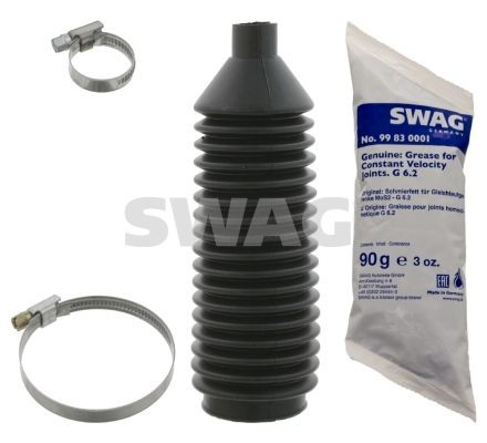 SWAG 50 80 0009 Bellow Set, steering Rubber, Front Axle Left, Front Axle Right, with grease, with clamps