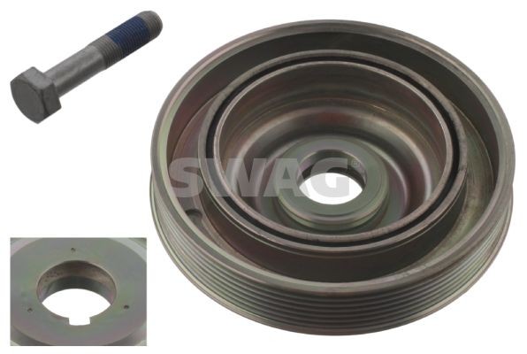SWAG 62 93 3802 Crankshaft pulley 6PK, Ø: 153mm, Number of ribs: 5, with screw