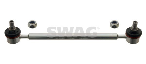 SWAG 81 93 1717 Anti-roll bar link Front Axle Left, Front Axle Right, 253mm, M10 x 1,25 , with self-locking nut, Steel , silver
