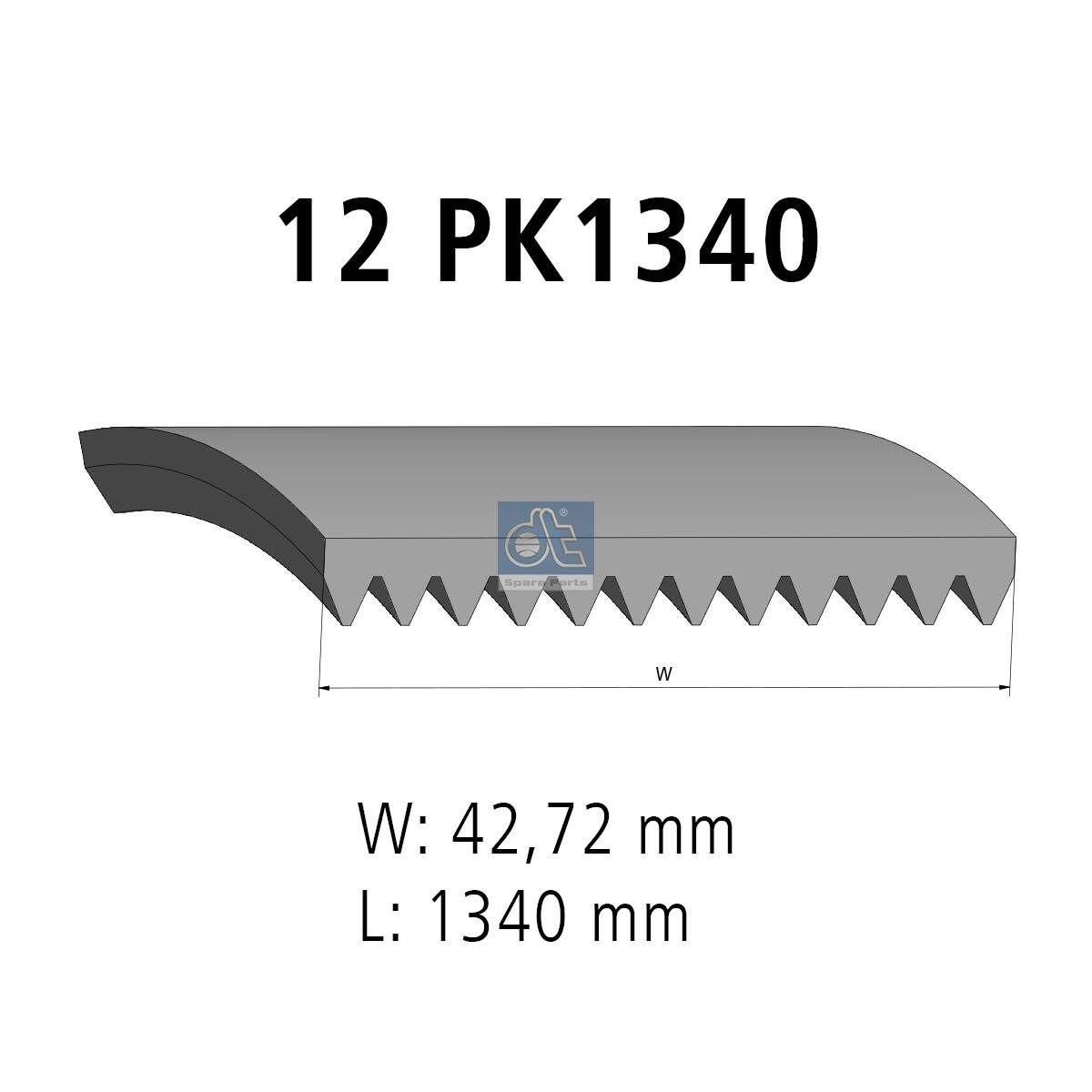 DT Spare Parts 1340mm, 12 Number of ribs: 12, Length: 1340mm Alternator belt 2.21076 buy