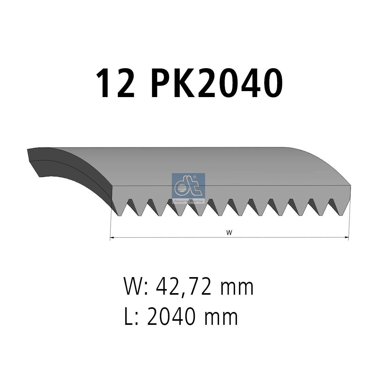 DT Spare Parts 2040mm, 12 Number of ribs: 12, Length: 2040mm Alternator belt 3.34335 buy