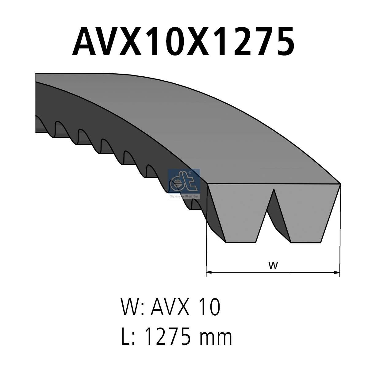 AVX10 x 1275La DT Spare Parts 3.34407 V-Belt P 102 872