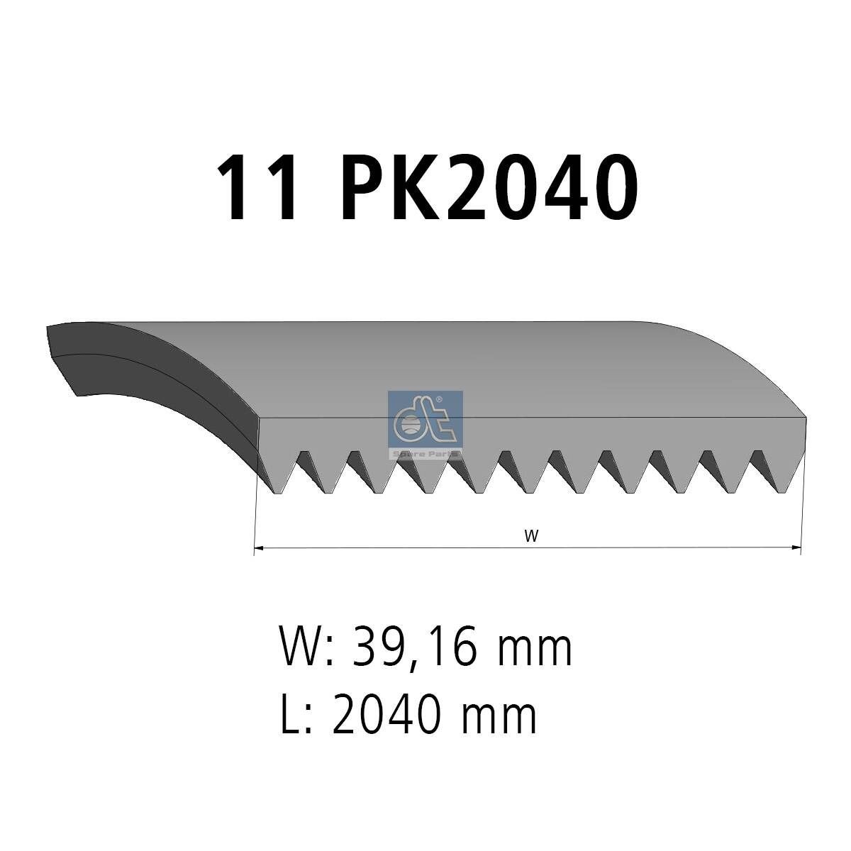 DT Spare Parts 2040mm, 11 Number of ribs: 11, Length: 2040mm Alternator belt 4.80693 buy