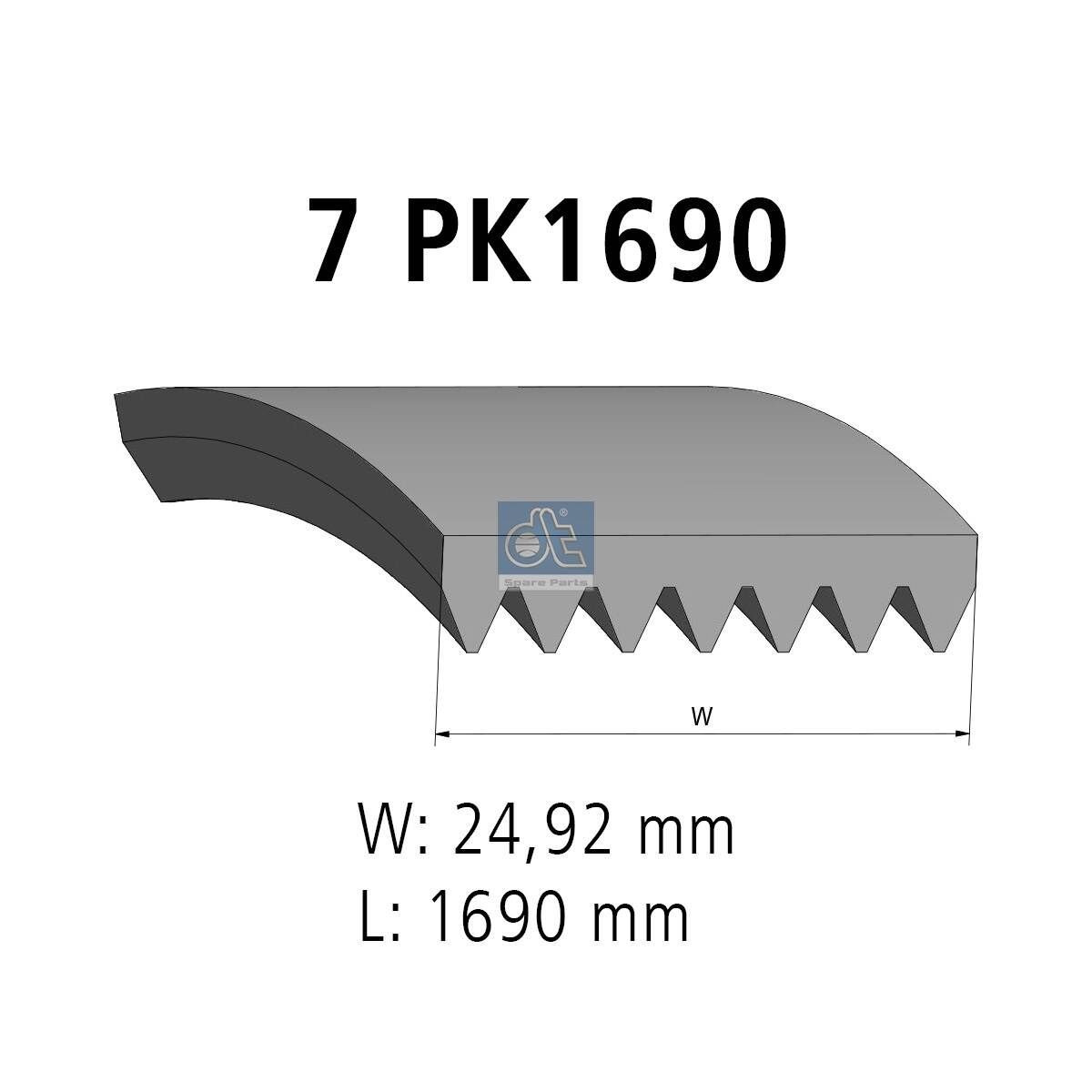 DT Spare Parts 1690mm, 7 Number of ribs: 7, Length: 1690mm Alternator belt 5.41546 buy