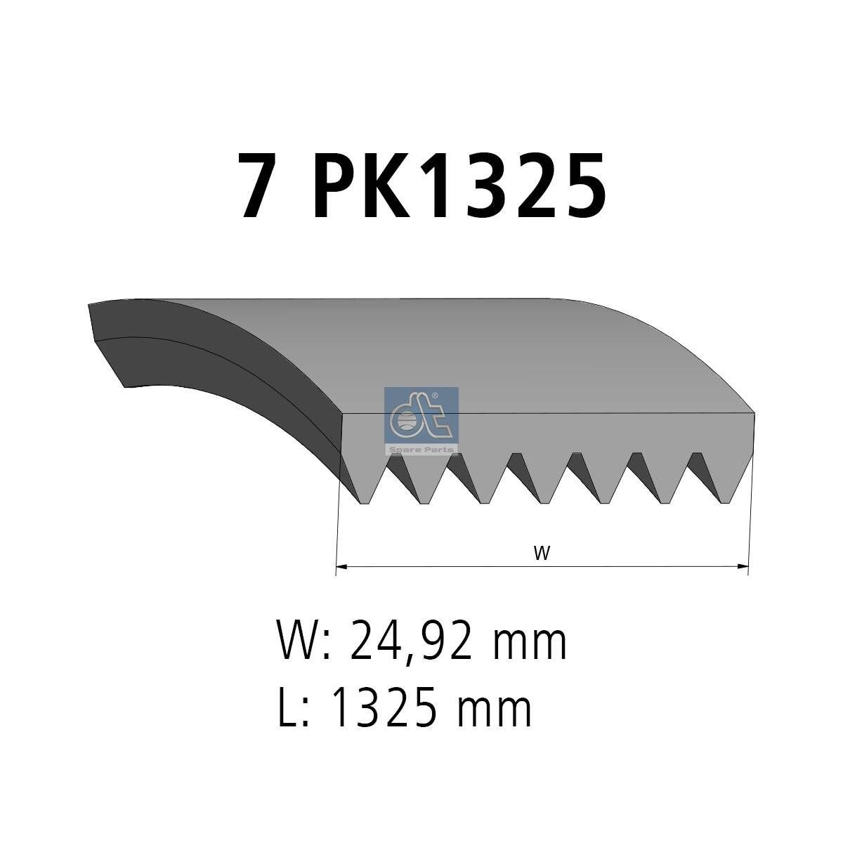 DT Spare Parts 1325mm, 7, EPDM (ethylene propylene diene Monomer (M-class) rubber) Number of ribs: 7, Length: 1325mm Alternator belt 7.54807 buy