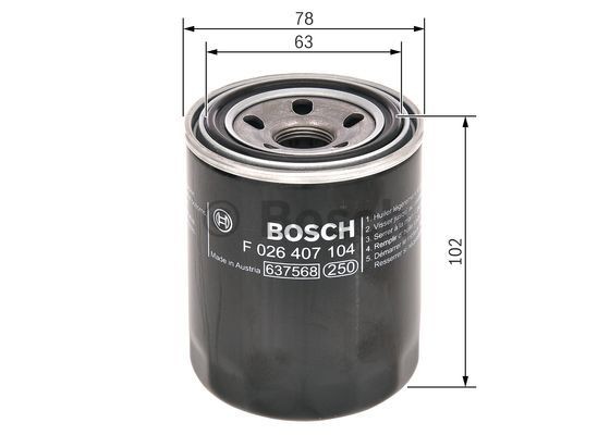BOSCH F026407104 Engine oil filter M 20 x 1,5, Spin-on Filter