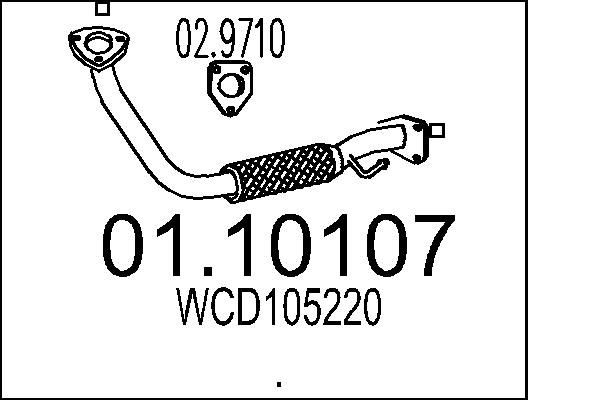 MTS 01.10107 Exhaust Pipe Length: 670mm, Front, for centre muffler
