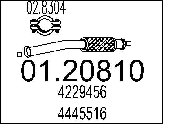 MTS 01.20810 Exhaust Pipe Length: 870mm, Front, for centre muffler