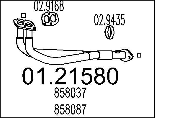 MTS 0121580 Exhaust pipes Opel Astra F Caravan 1.8 i 16V 125 hp Petrol 1994 price