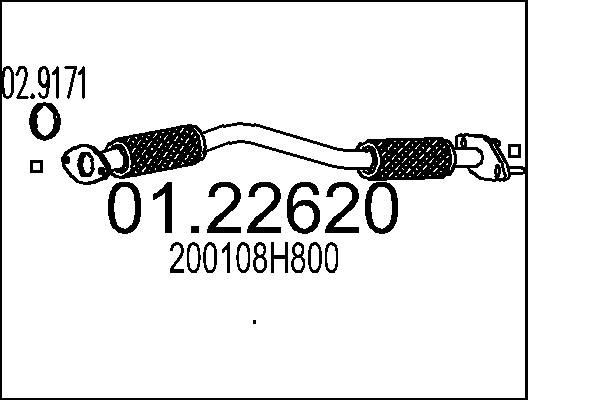 MTS 01.22620 Exhaust Pipe Length: 765mm, Front, for centre muffler