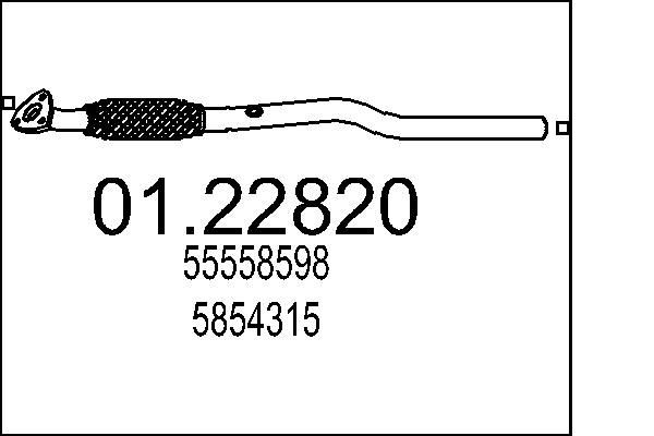 MTS 01.22820 Exhaust Pipe Length: 1260mm, Front, for centre muffler