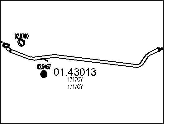 MTS 01.43013 Exhaust Pipe Length: 2320mm, Front, for centre muffler