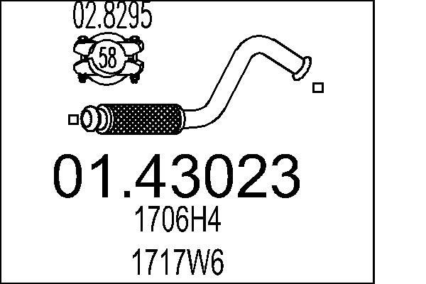 MTS 01.43023 Exhaust Pipe Length: 545mm, Front, for centre muffler