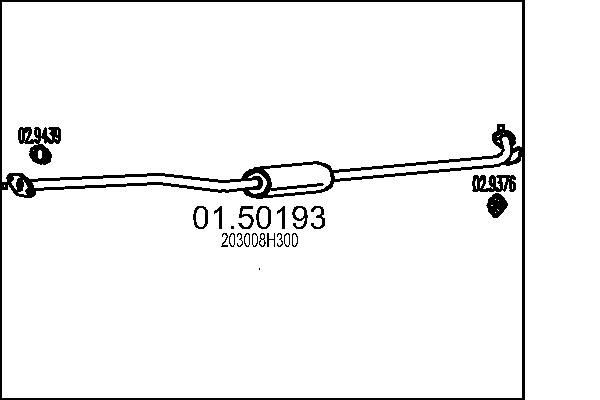 MTS 01.50193 Middle silencer Length: 1790mm