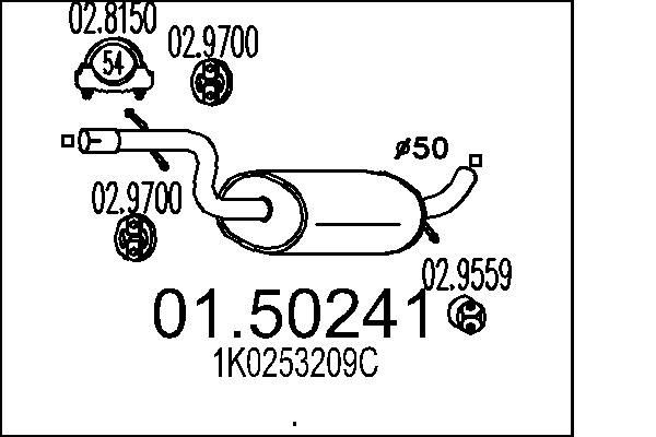 Volkswagen GOLF Exhaust middle section 7349325 MTS 01.50241 online buy