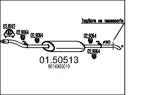 MTS 01.50513 Middle silencer MERCEDES-BENZ SPRINTER 2004 price
