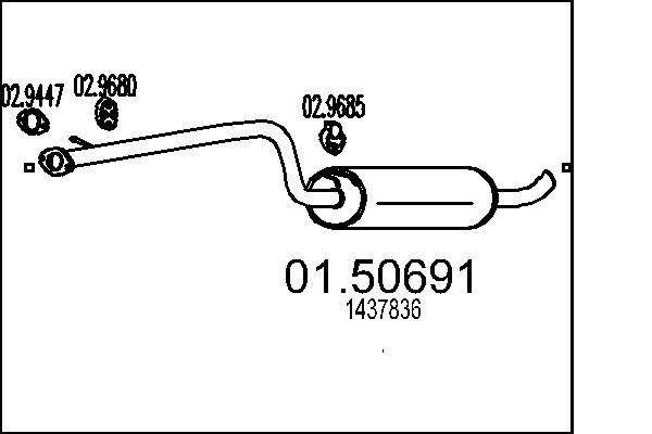 01.50691 MTS Centre silencer NISSAN Length: 2040mm
