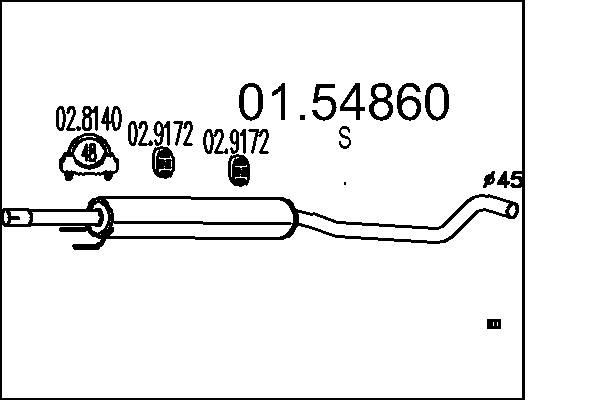 Original MTS Middle exhaust pipe 01.54860 for OPEL MOVANO