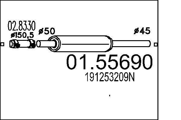 Original 01.55690 MTS Front silencer NISSAN