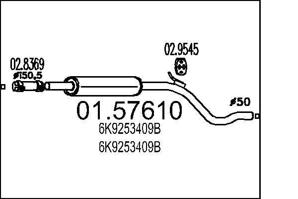 MTS Length: 1400mm Middle exhaust 01.57610 buy