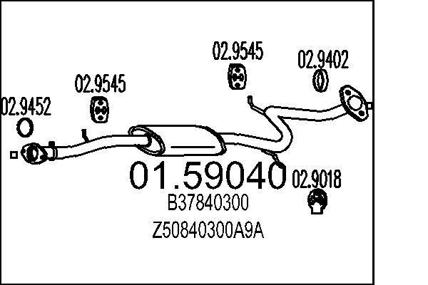 MTS 01.59040 Middle silencer MAZDA 323 1992 in original quality