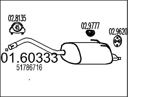 MTS 0160333 Exhaust muffler Fiat 500 312 1.2 69 hp Petrol 2020 price