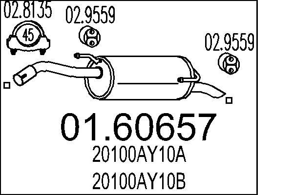 MTS 01.60657 Exhaust silencer NISSAN PULSAR price