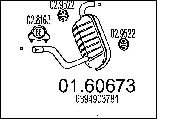 MTS 0160673 Exhaust muffler Mercedes Vito Mixto W639 111 CDI 116 hp Diesel 2014 price