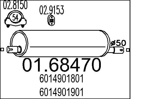 MTS 01.68470 Exhaust silencer Mercedes T1 601