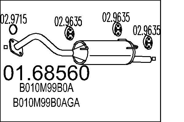 MTS 01.68560 Exhaust silencer NISSAN PRAIRIE 1987 price