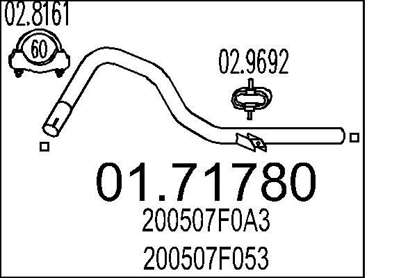 MTS 01.71780 Exhaust pipes NISSAN TERRANO 1987 in original quality