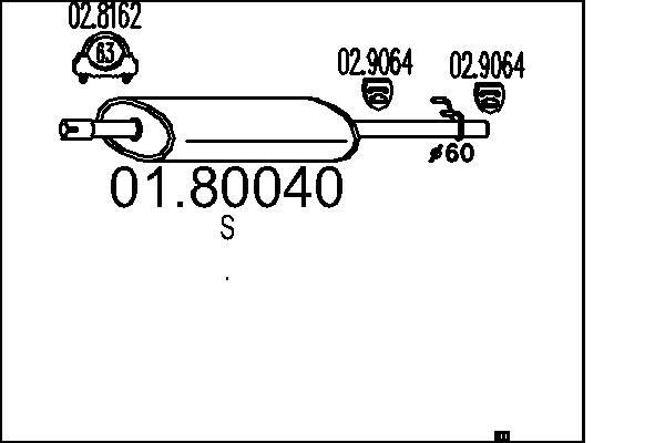 Mercedes VIANO Middle muffler 7352345 MTS 01.80040 online buy