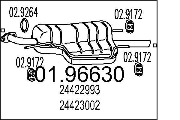 MTS 0196630 Exhaust muffler Opel Astra G Saloon 1.6 16V 101 hp Petrol 2004 price