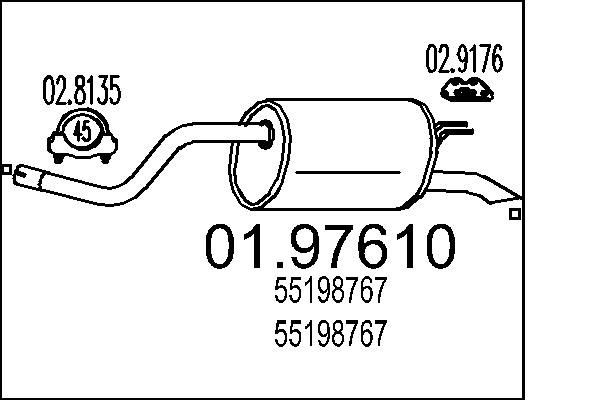 MTS 0197610 Exhaust silencer Lancia Ypsilon 843 1.2 60 hp Petrol 2011 price