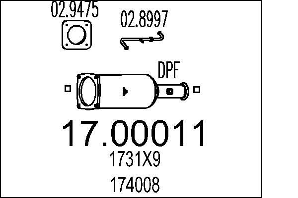 MTS 17.00011 Diesel particulate filter 1731-ET