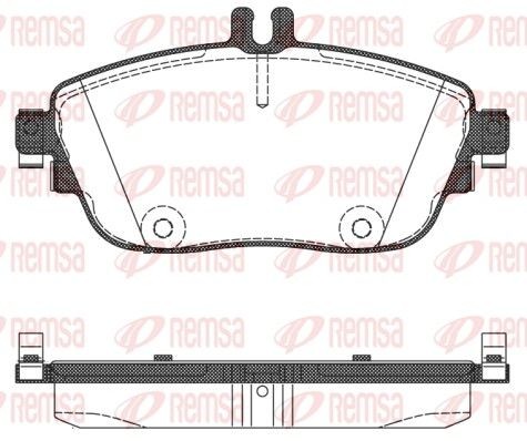 REMSA 1485.08 Brake pad set Front Axle, prepared for wear indicator, with adhesive film, with spring