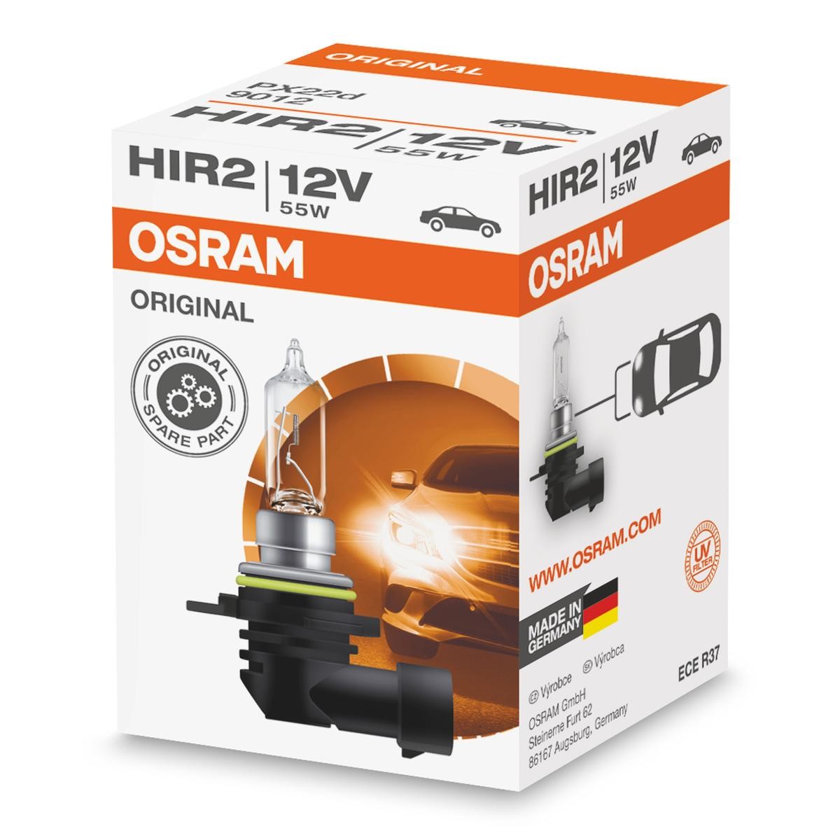 HIR2 OSRAM ORIGINAL LINE HIR2 12V 55W PX22d, 3200K, Halogen, ORIGINAL High beam bulb 9012 buy