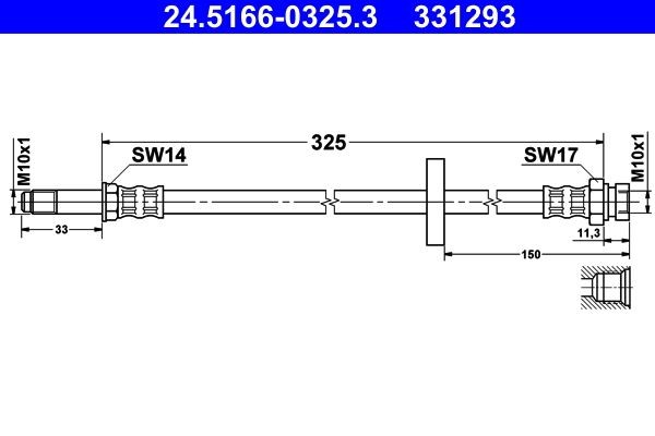 331293 ATE 325 mm, M10x1 Length: 325mm, Internal Thread: M10x1mm, External Thread: M10x1mm Brake line 24.5166-0325.3 buy