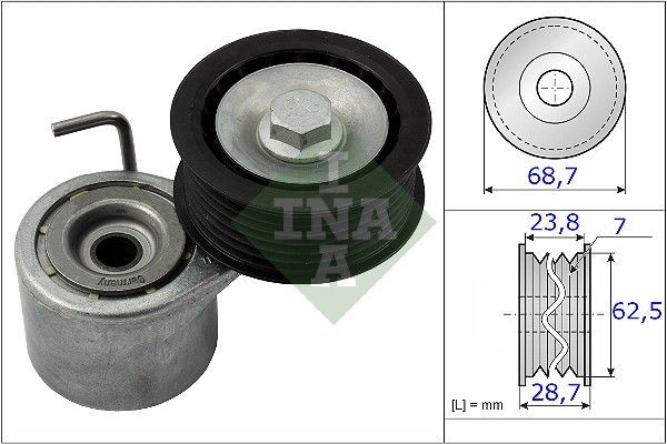INA 534 0487 10 Tensioner Lever, v-ribbed belt 68,7 mm x 28,7 mm