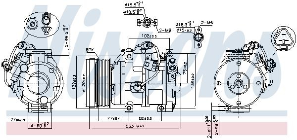 89511 Compressor, air conditioning 89511 NISSENS 10SR19C, 12V, PAG 46, R 134a