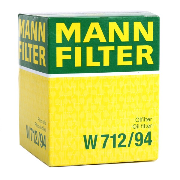 W712/94 Oil filter W 712/94 MANN-FILTER 3/4-16 UNF-1B, with two anti-return valves, Spin-on Filter