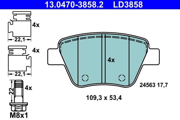 ATE Brake pad kit 13.0470-3858.2